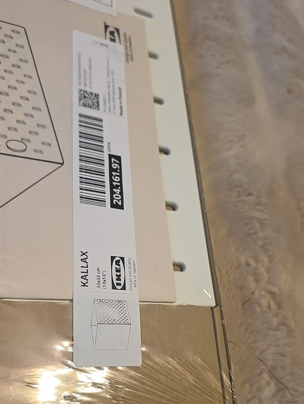 IKEA KALLAX White Decorative Pegboard Insert